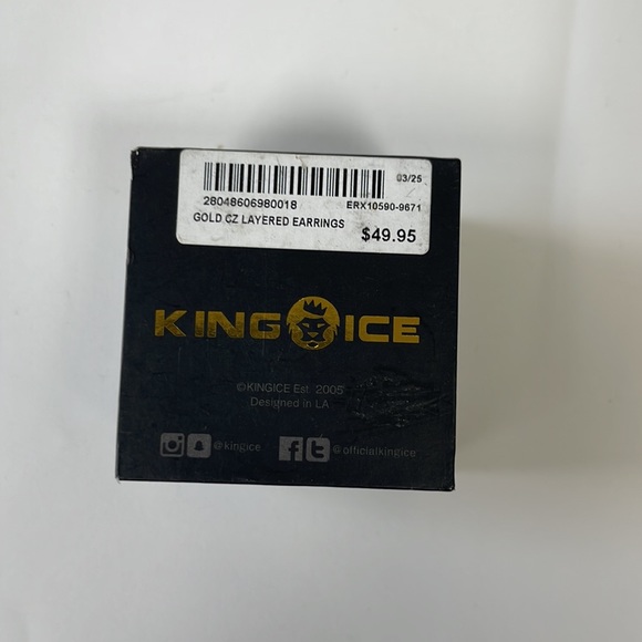 NWT King Ice .925 Sterling silver/gold Button Earrings - Picture 4 of 5